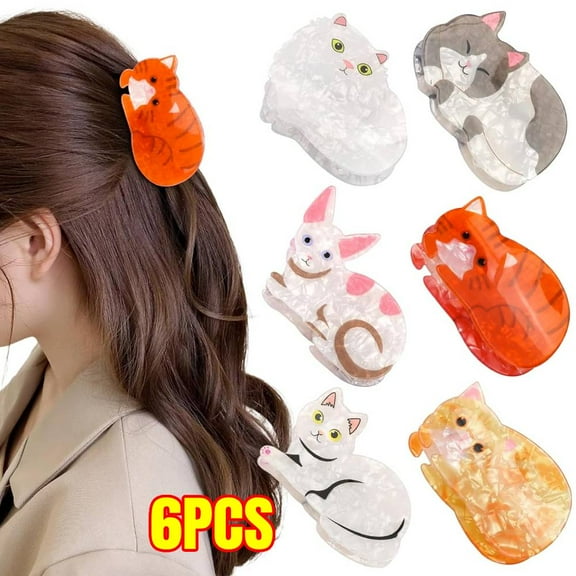 6pcs Cat Gifts for Women, Cute Animal Hair Claw Clips Cat Lover Gifts, Funny Pet Themed Hair Accessories Memorial Gift for Mother's Day, Birthday