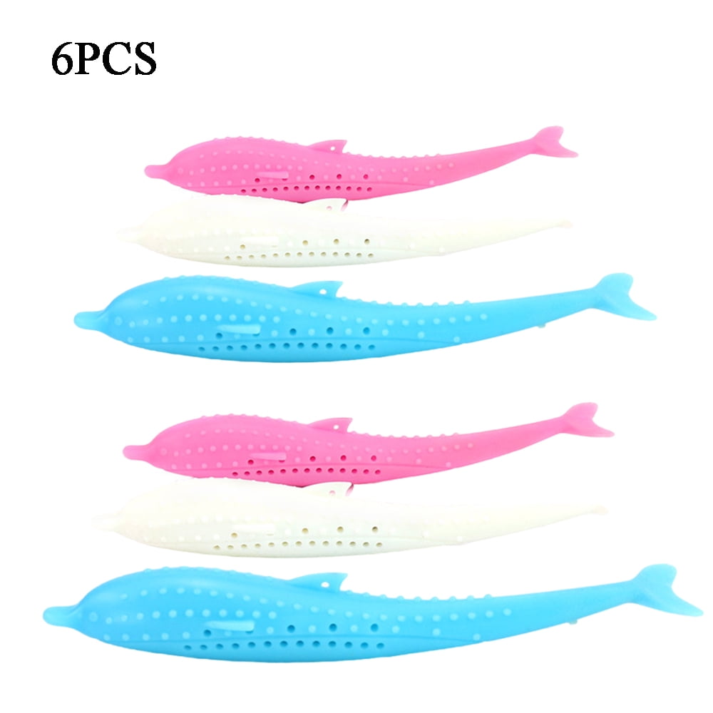 6pcs Cat Teeth Cleaning Toys,Cat Dental Toy Dolphin Fish Shape