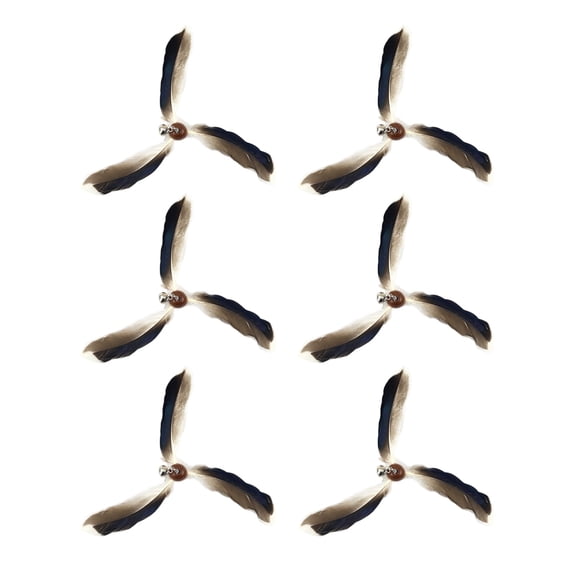 6pcs Cat Wand Attachment, Spining Propeller Cat Toys, Cat Propeller Toy with Bell, Replacement Artificial Feather, Indoor Cat Toy, Cat Interactive Toy
