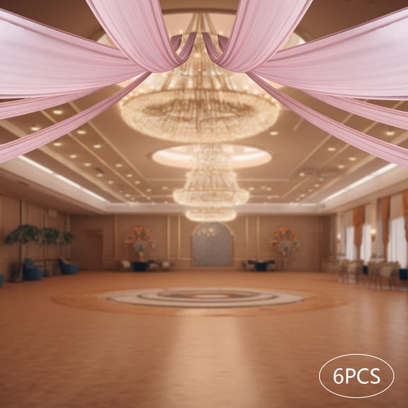 6pcs Ceiling Drapes, Dark Rose Wedding Ceiling Draping, 5 x 20ft Backdrop Curtains for Party Decoration