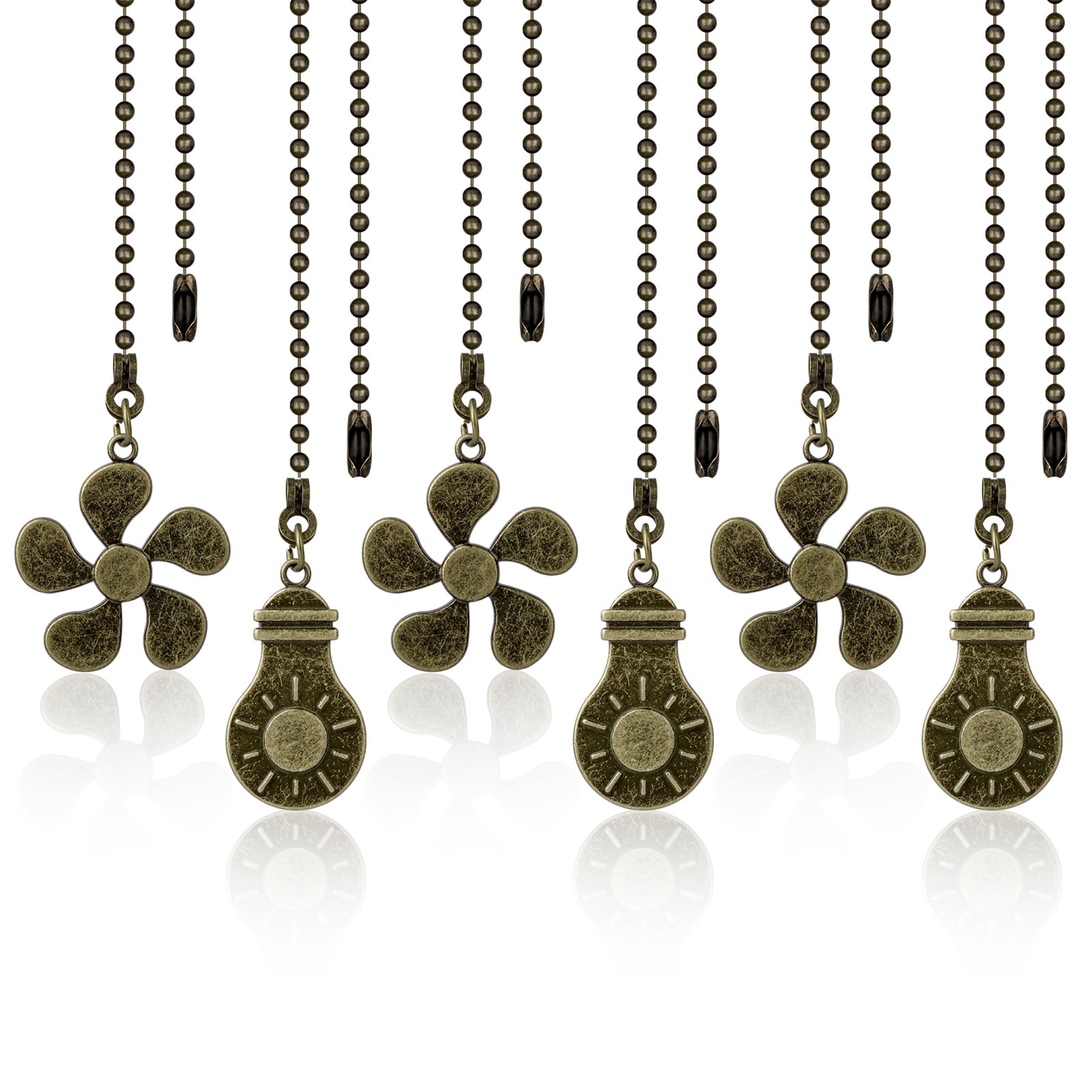 6pcs Ceiling Fan Pull Chain Set, EEEkit 3.2mm Diameter Beaded Ball Pull