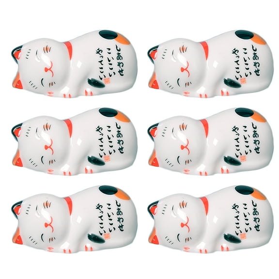 6pcs Ceramic Japanese Style Chopsticks Rest Cat Spoon Fork Holder Chopsticks Pillow (Style 3)