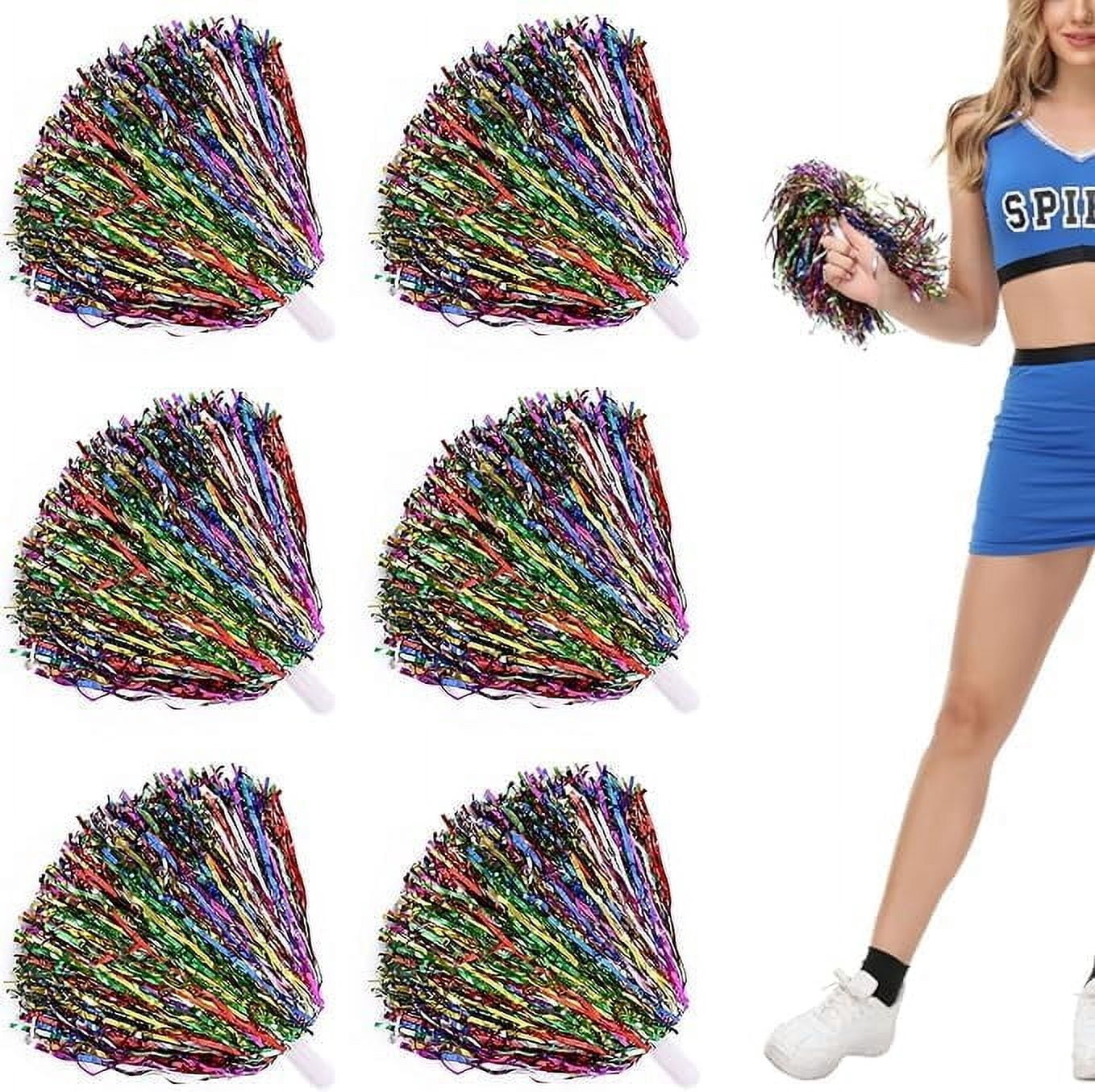 6pcs Cheerleaders Holding Flowers Cheerleader Flowers Cheer Girl Pom Dance Ball-Flower Pom Pom Colorful Ball Flower Props Ball-Flower Metals Cheerleading Hand Stick Basketball