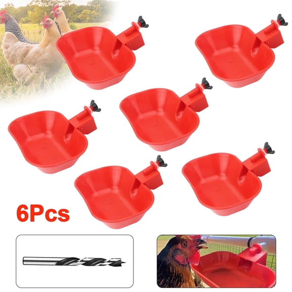 6pcs Chicken Drinker Cups, TSV Large Automatic Poultry Water Dispenser for Hens and Ducks