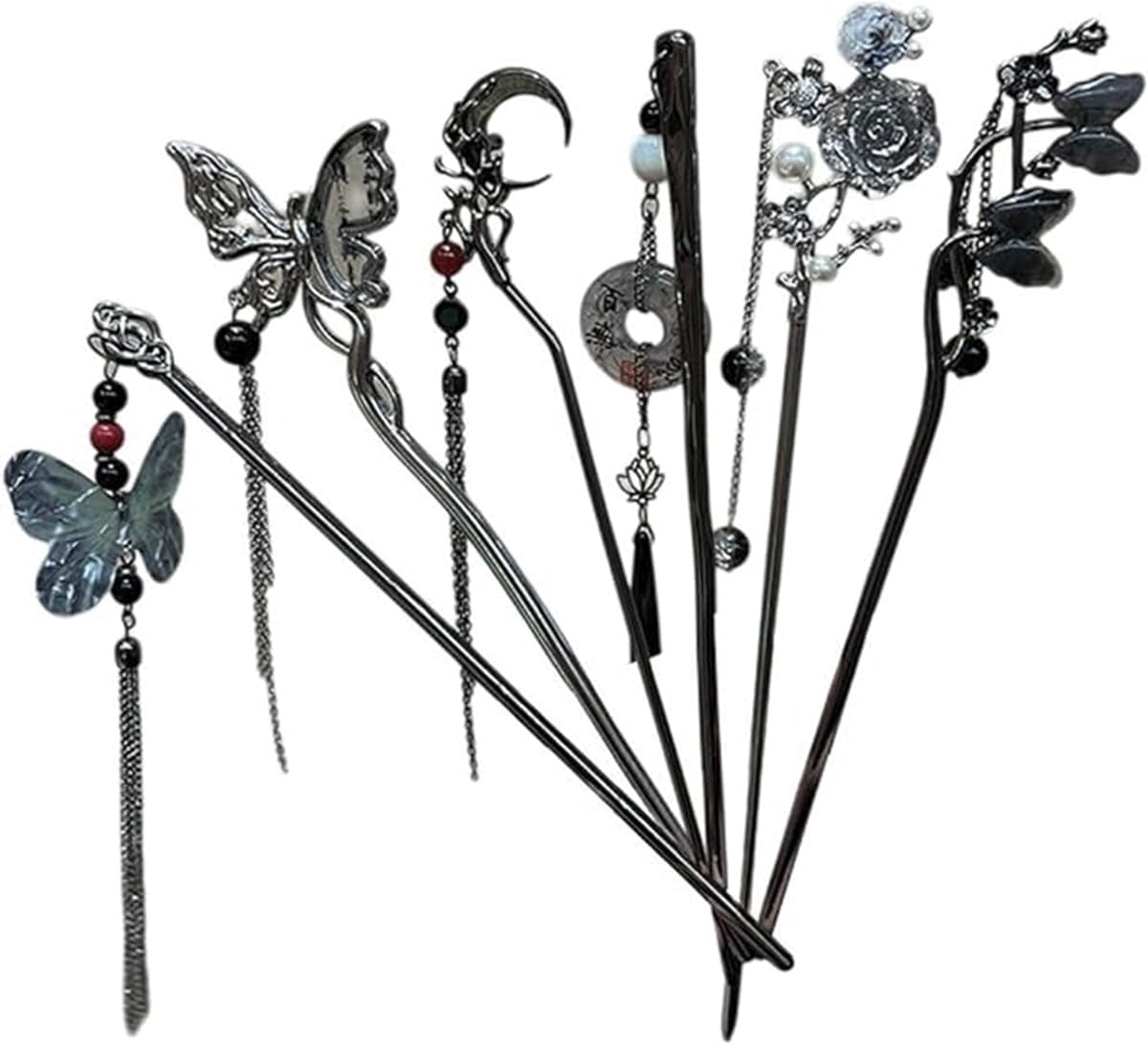 6pcs Chinese Hair Sticks Vintage Hair Chopsticks Tassel Hair Pins ...