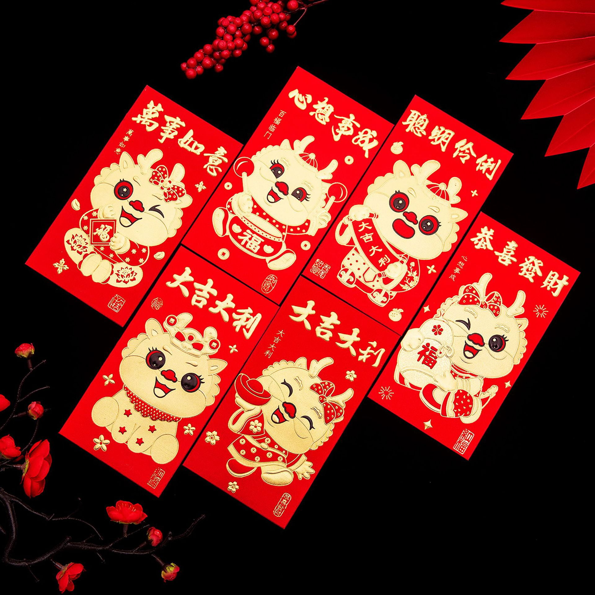 6pcs Chinese New Year Red Envelopes 2024 Lunar New Year of Money