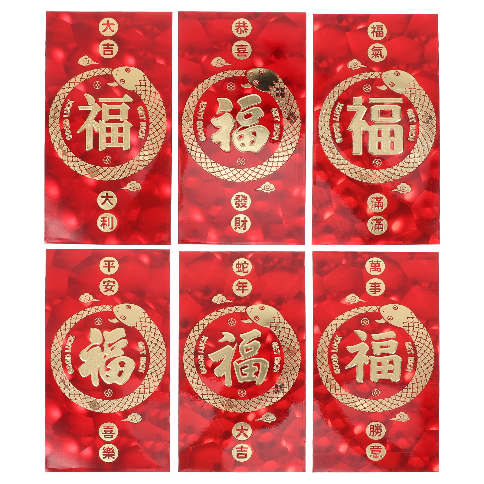 6pcs Chinese Red Envelopes 2025 Chinese New Year Hong Bao Lai See Lucky