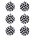 thumbnail image 1 of 6pcs Christmas Ball Buffalo Plaid Fabric Christmas Balls 2.76"/70mm Hanging Ornaments Xmas Baubles Decorative Christmas Tree Hanging Ornaments for Party Holiday Decoration（Black&White）, 1 of 7