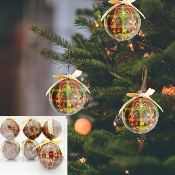 6pcs Christmas Balls Set, CXALSSY Unbreakable Christmas Balls on Sale, Multicolor Resin XMAS Tree Ball, XMAS Balls Ornaments Decorations