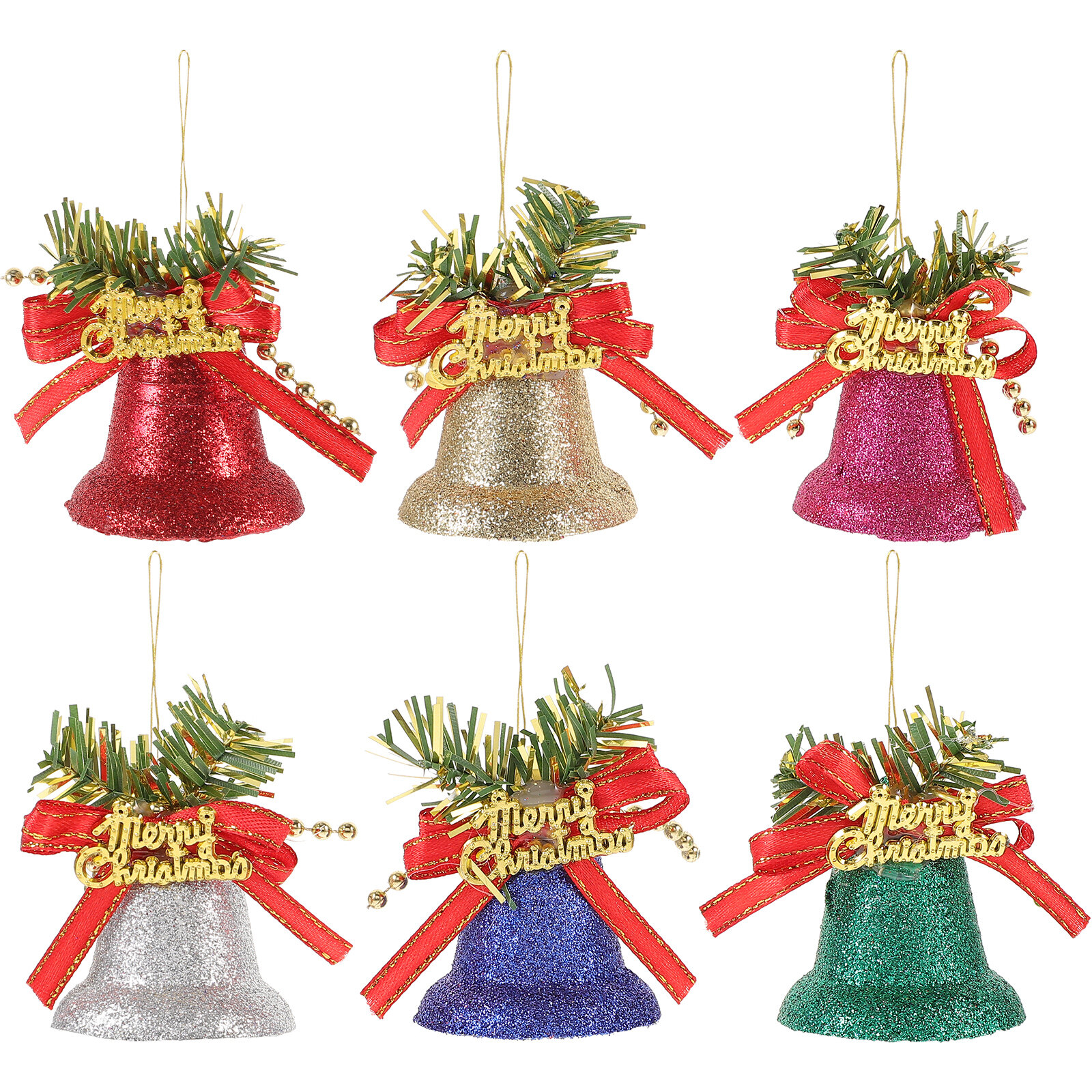 6pcs Christmas Bell Decoration Hanging Bell Ornament Christmas Tree