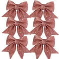 thumbnail image 1 of 6pcs Christmas Bow Decorations, Pink Wreaths Bows, Small Christmas Tree Bow Sequin Bow Ties, Xmas Decorative Bows Ornaments for Home Christmas Party, 1 of 9