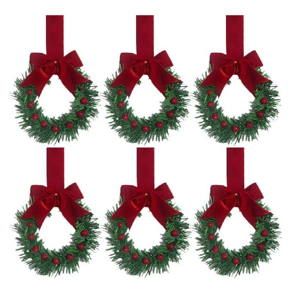 6pcs Christmas Cabinet Wreath for Wall Door Decoration