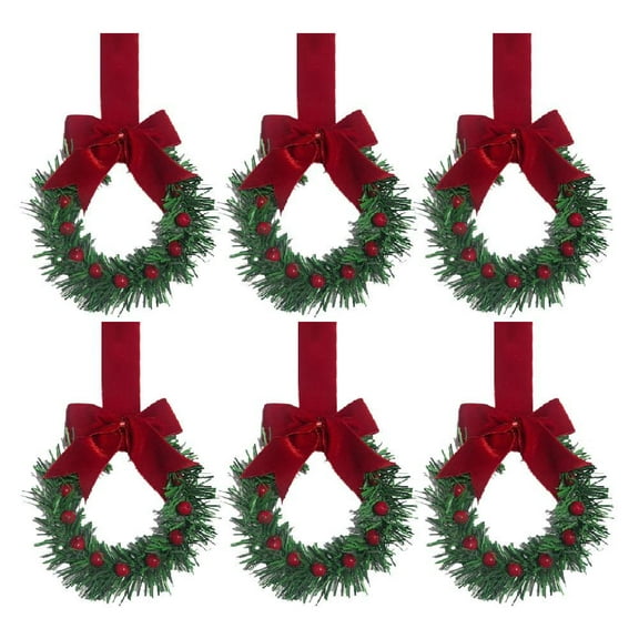 6pcs Christmas Cabinet Wreath for Wall Door Decoration