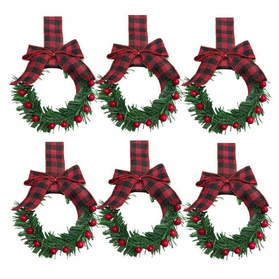 6pcs Christmas Cabinet Wreath for Wall Door Decoration