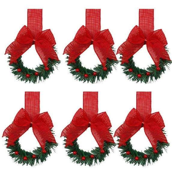 6pcs Christmas Cabinet Wreath for Wall Door Decoration
