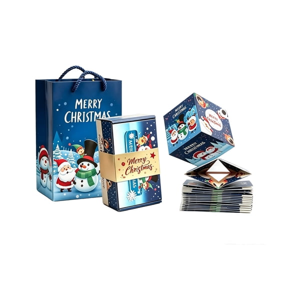 6pcs Christmas Folding Bouncing Box Explosion Surprise Gift Box for Cash, Blue