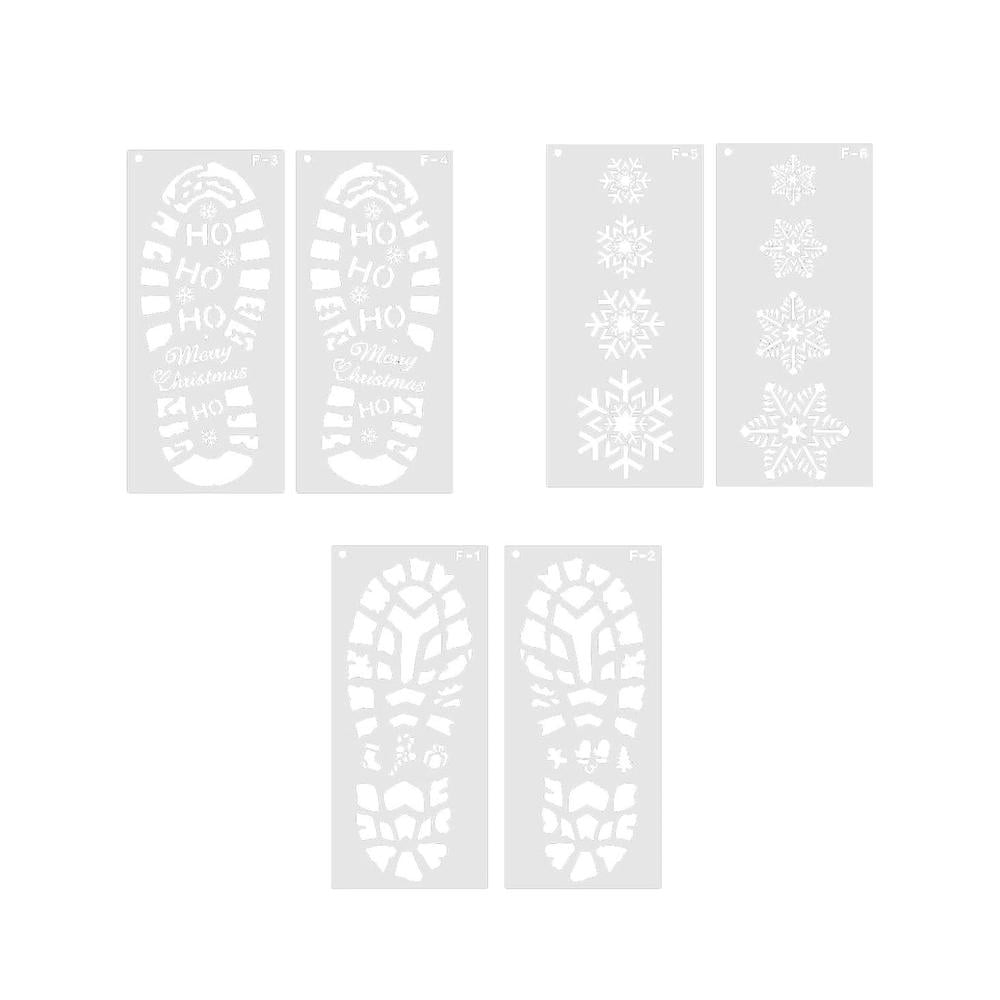6pcs Christmas Footprint Template DIY Snowflake Stencil Hollow Stencil
