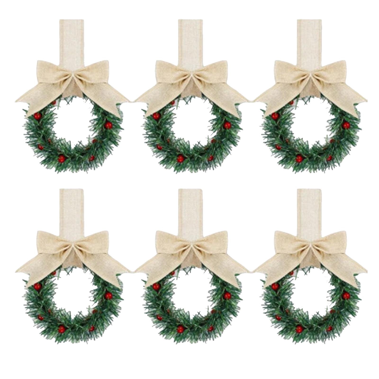 6pcs Christmas Kitchen Wreaths with Ribbon Mini Christmas