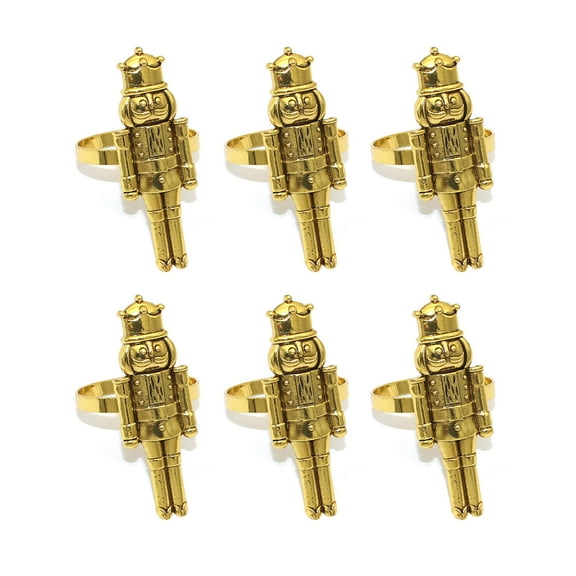 6pcs Christmas Nutcrackers Napkin Rings Holder Soldier Napkin Buckles Banquet Dinner Table Decoration Wedding New Year
