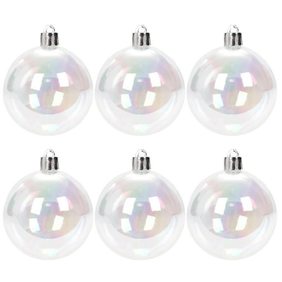 6pcs Christmas Ornaments Iridescent Bubble Balls for Xmas Tree Wedding Party Birthday Home Decorations,Hanging Shatterproof Balls Ornaments,Plastic Bubbles Hanging Filled Ornaments,Clear,4cm