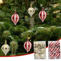 6pcs Christmas Pendant - Red & White Painted Electroplated Christmas Balls, Car & Christmas Tree Hanging Decorations, Festive Holiday Ornaments for Home, 17.7in, Gold