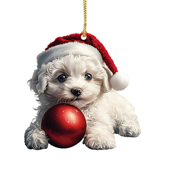 6pcs Christmas Tree Shape Pendant Dog Christmas Ornament Hanging Sleigh Pendants Christmas Books Acrylic Ornaments Gifts for Book Lovers Christmas Ornaments