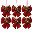 thumbnail image 1 of 6pcs Christmas Velvet Bow, Xmas Bow with Pine Cones Pine Needles Berries, Hanging Rope Design, Stable Structure, 2 Size Options for Fireplaces Christmas Tree Decor, 1 of 6