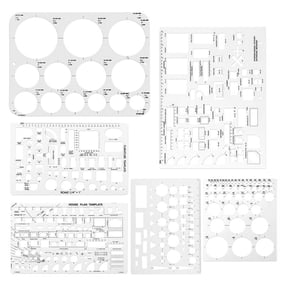 6pcs Circle Template for Drafting, Geometric Shape Stencils Circle Square Measuring Ruler for Building Formwork Drawing