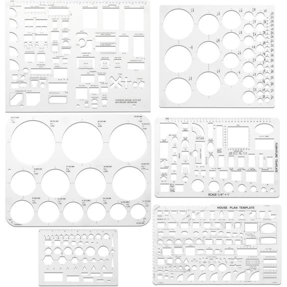 6pcs Circle Templates for Drafting Flexible Circle Stencils with Geometric Shapes 6 Sizes Plastic Measuring Rulers for Drawing Office, School, Architecture and Building Formwork