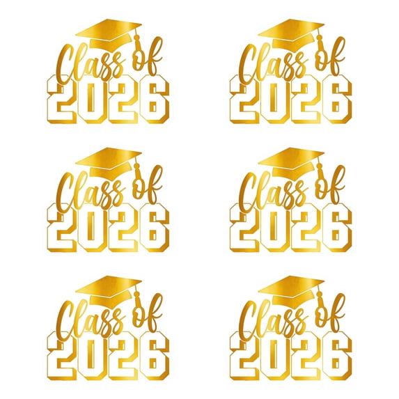 6pcs Class of 2026 Graduation Stickers,Foil Waterproof Vinyl Stickers for Graduation Party, Envelope Seals, Congrats Gift Labels & Decorations