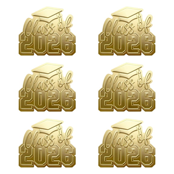 6pcs Class of 2026 Graduation Stickers,Foil Waterproof Vinyl Stickers for Graduation Party, Envelope Seals, Congrats Gift Labels & Decorations