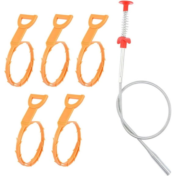 6pcs Clean Grabber Cleaning Home Reaching Clog Pipeline for Bathroom Flexible Hook Snake Reacher Drains Assist Shower Tools Remover Bendable Auger Dredge Catcher Pickup