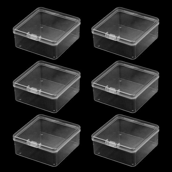 6pcs Clear Plastic Bead Storage Containers Box Drawer Organizers with Lid for Beads Cards and Other Craft Accessories