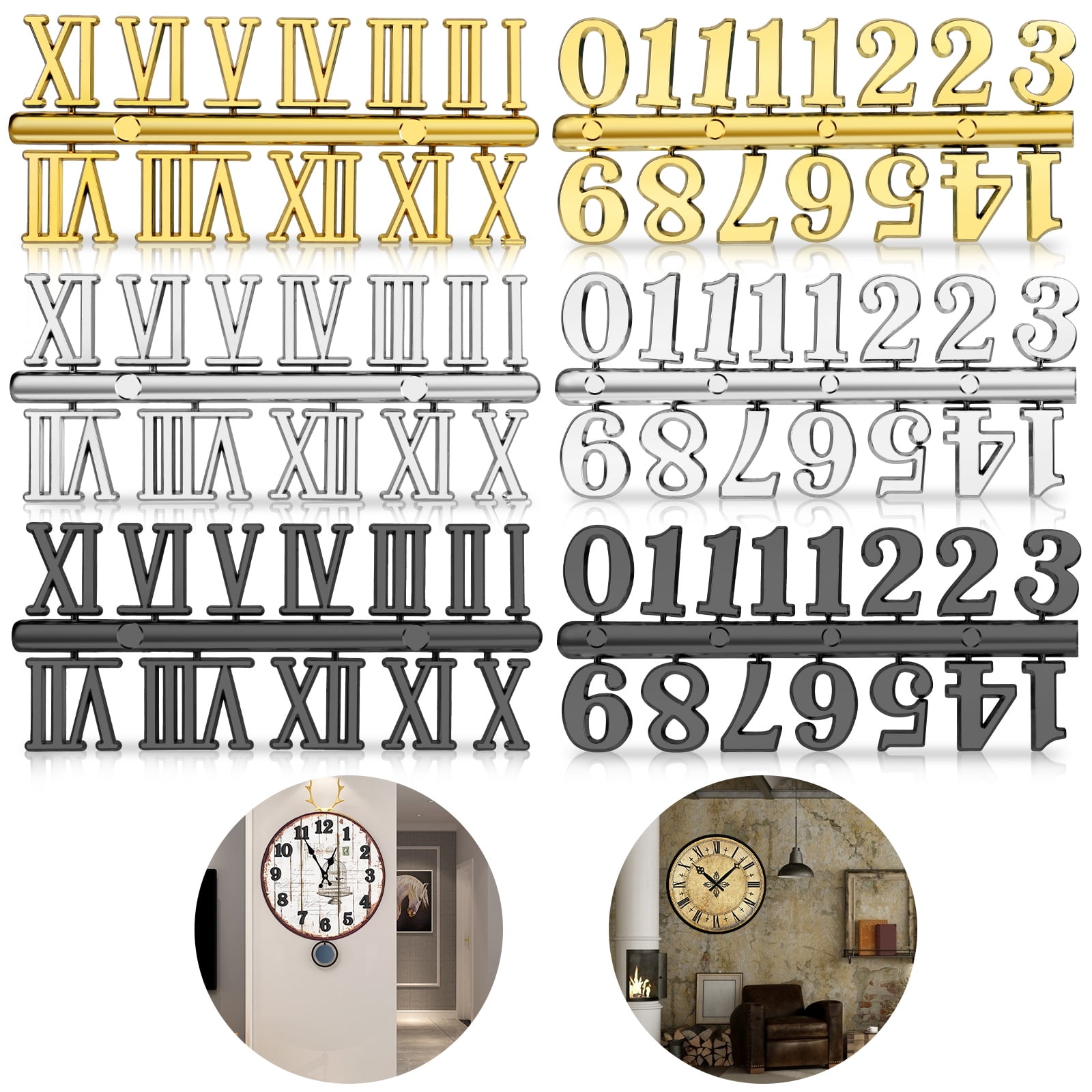 6pcs Clock Numeral Kit, TSV DIY Digital Clock Numbers Including Arabic ...