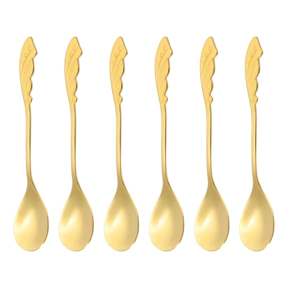 6pcs Coffee Spoons, Wings Tea Spoons 304 Stainless Steel Teaspoons Small Cute for Stirring Espresso Coffee Bar Tableware Dessert Flatware Tea Party, Gold