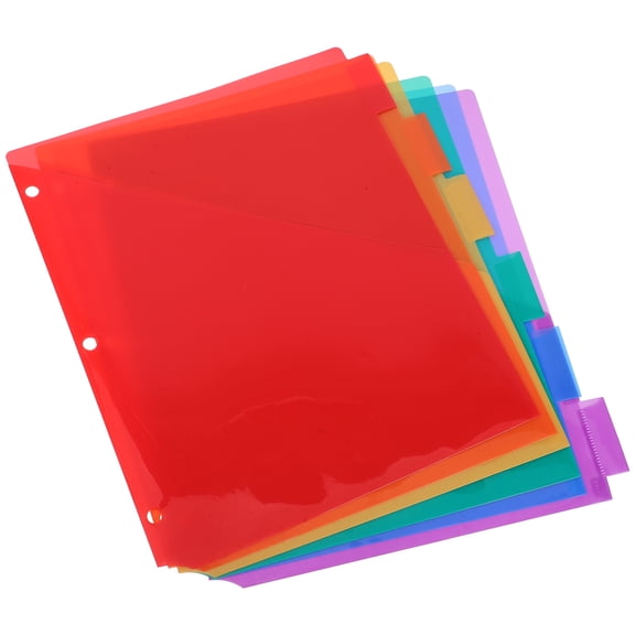 DRAFIDEEP 6Pcs Three Ring Plastic Binder Dividers with Pockets for Office Use