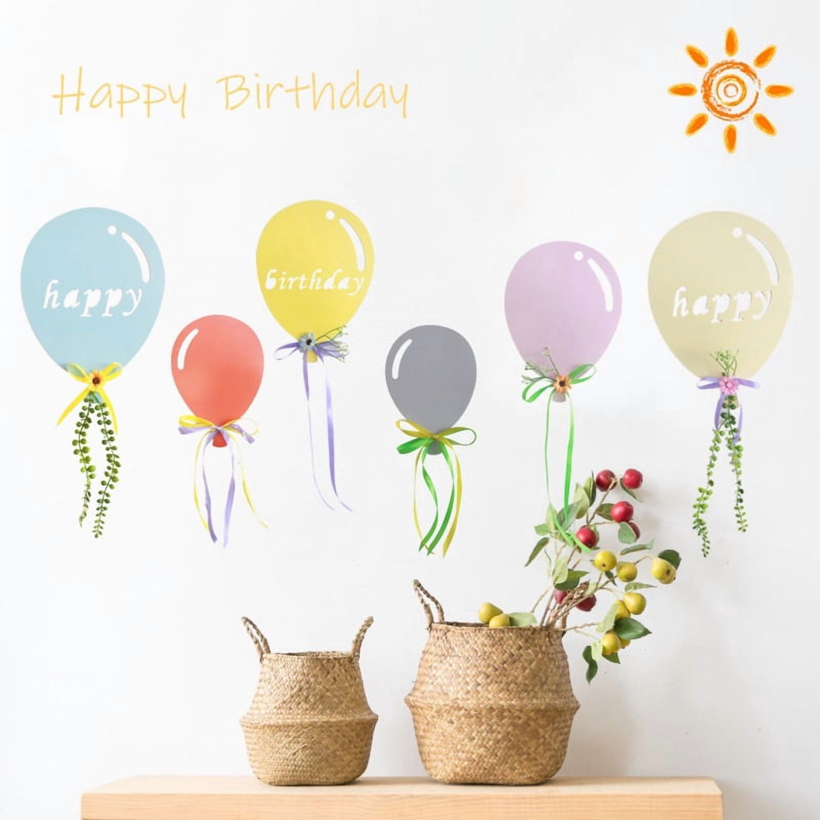 6pcs Colorful Birthday Party Decorations Set With Banners Balloons 