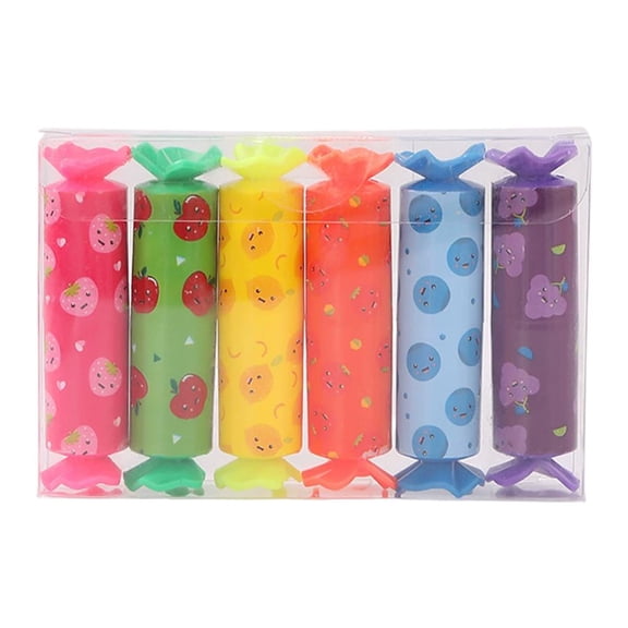 6pcs Colorful Mini Candy Pastel Highlighter, Cute Chisel Tip Marker Pen, Party Birthday Drawing Poster Diary