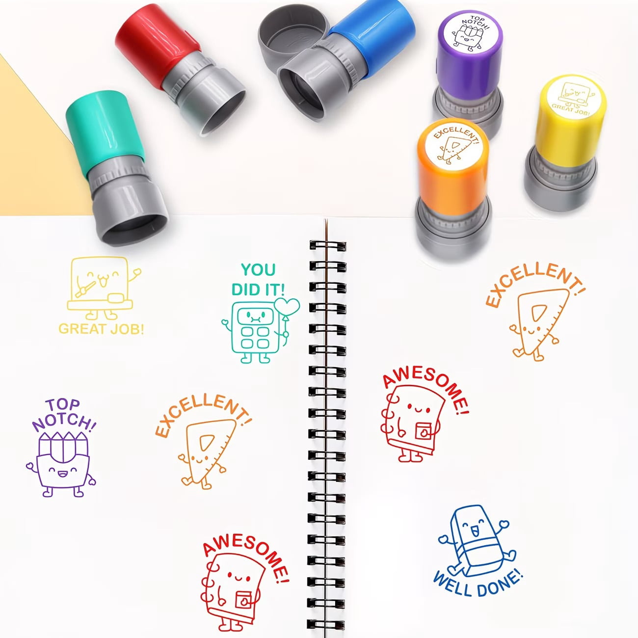 6pcs Colorful Self-Inking Motivational Teacher Stamps Set for Classroom ...