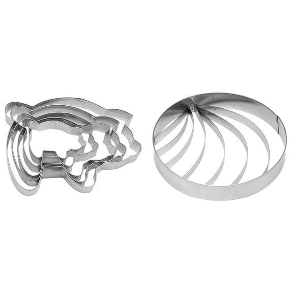 6pcs Concha Cutter, Stainless Steel Mexican Bread Mold with 5 Sizes Pig Cookie Cutter Two Sided Concha Cutter Stamp for Bread Cookie Cake Biscuit