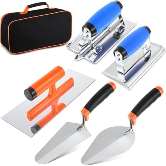 6pcs Concrete Hand Tools Set Masonry Tools Includes Stainless Steel Concrete Hand Edger, Groover, Finishing, Pointing, Gauging and Tool Bag for Cement Beginner Kit$$Tools & Hardware Other