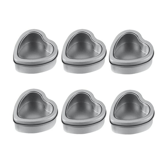 6pcs Cookie Boxes Display Storage Boxes Heart Candy Boxes with Window (Silver)