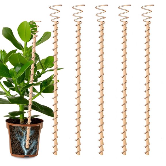 6pcs Copper Garden Stakes, Electroculture Plant Stakes, 12" Copper Coil Wire Antennas Garden Stakes, Tensor Rings Kit, Copper Rods Electronic Planting for Growing Vegetable Garden Plants Support