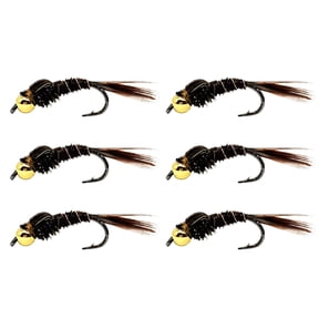 6pcs Copper Head Pheasant Tail Fly Fishing Lures With Barbed Hook For Freshwater Or Saltwater