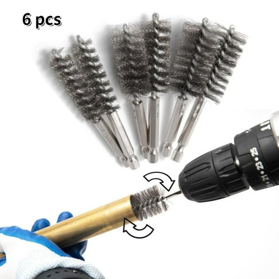 6pcs Copper Pipe Cleaner Set For Power Drill,1/2 Inch,3/4 Inch,1 Inch Copper Pipes & Tubes For Soldering,cleaning Brushes With Stainless-steel Wire Bristles & 1/4 Inch Shank,,springtok