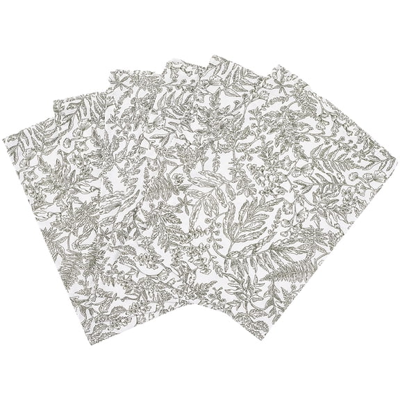 6pcs Cotton Dinner Tablecloths for Home Wedding Rustic Table Decoration Square with Leaf Pattern Olive 450x450x2mm