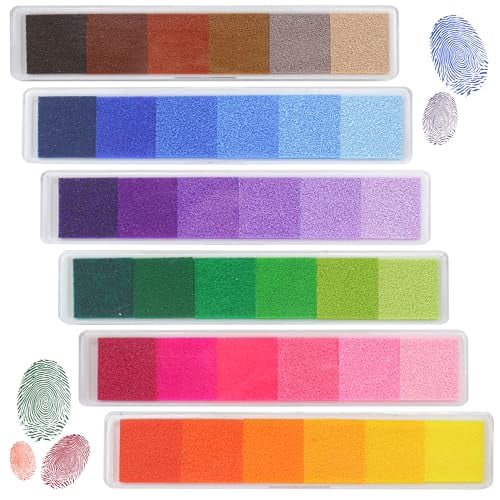 6pcs Craft Ink Pad,36 Colored Ink Pads Rainbow for Washable Stamp Finger Craft DIY Stamps Finger-Print Drawing Small Rubber Stamp,36 Colors Total
