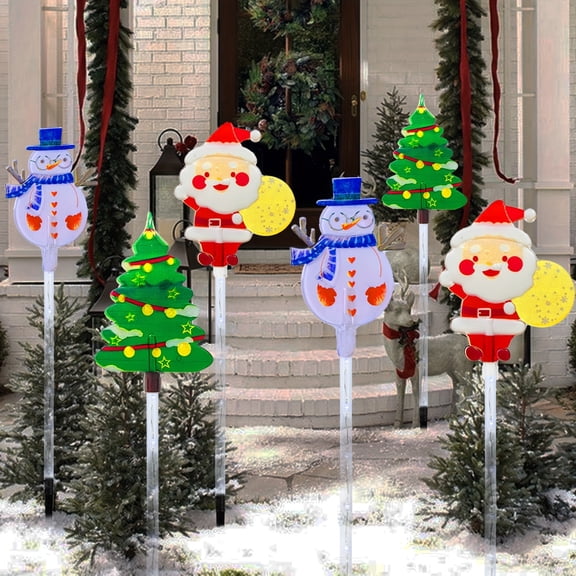 6pcs Crowd-Pleaser Solar Christmas LED Lights - Waterproof Moving Lights with Santa, Snowman & Reindeer Designs, Outdoor Decor for Courtyards, Trees & Holiday Displays, Energy-Saving Auto-On/Off