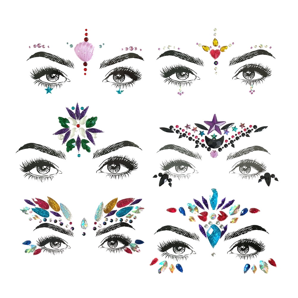 6pcs Crystal Face Diamond Sticker Acrylic Drill Sticker Rhinestone ...