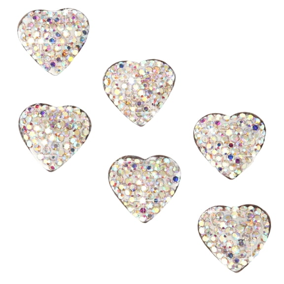 6pcs Crystal Heart Car Interior Stickers Easy Installation Glittering Designs Starts Stop Button for Vehices